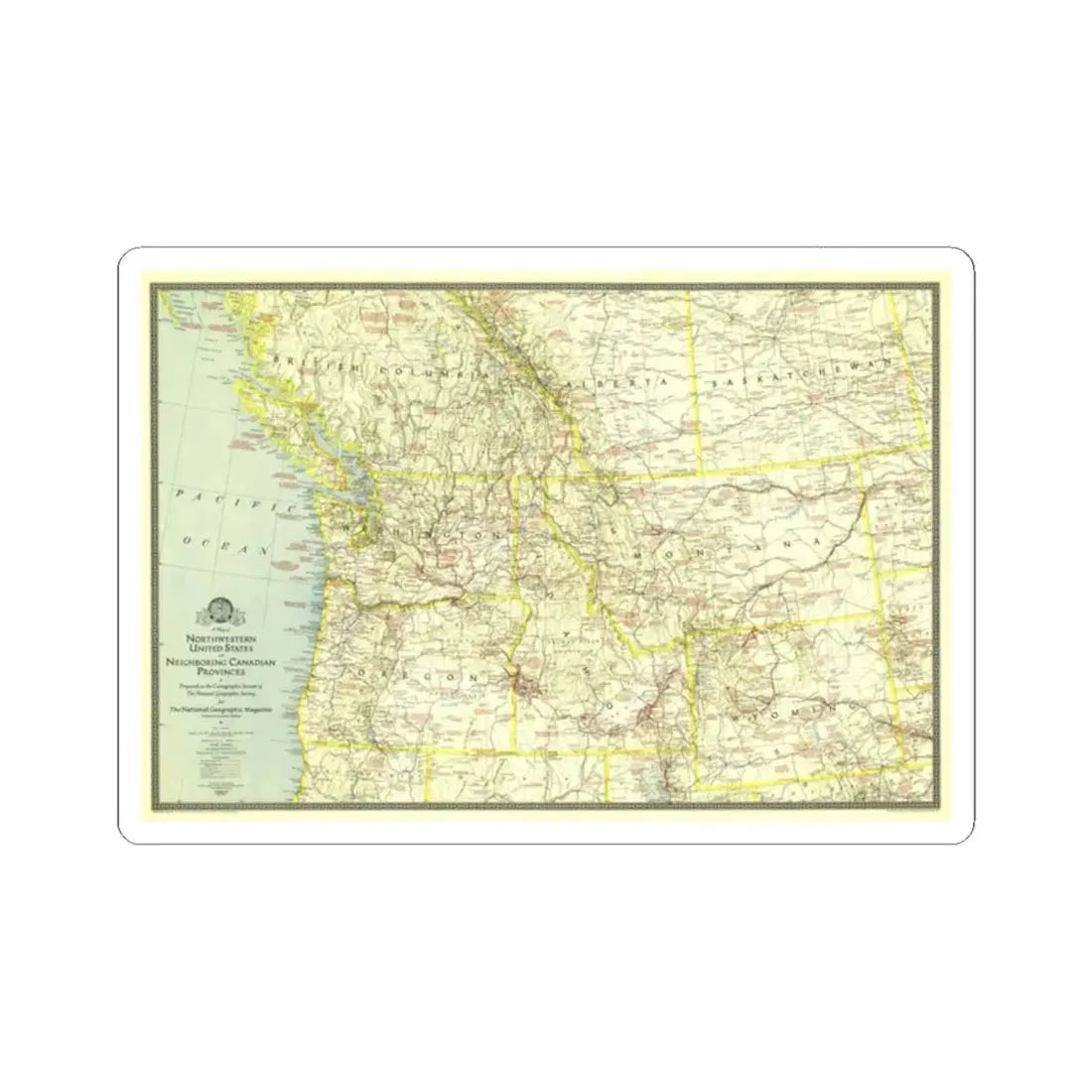 USA - Northwestern (1941) (Map) STICKER Vinyl Kiss-Cut Decal 2 Inch White - The Sticker Space