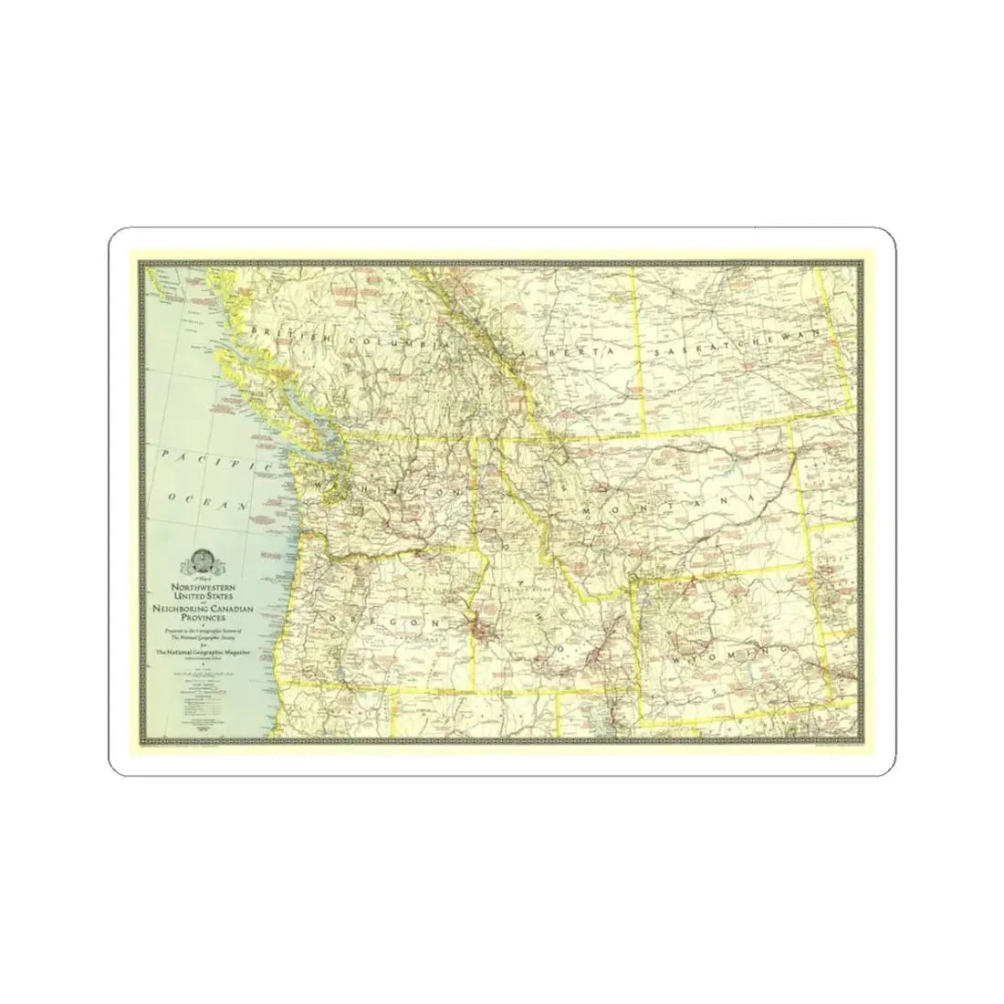 USA - Northwestern (1941) (Map) STICKER Vinyl Kiss-Cut Decal 3 Inch White - The Sticker Space
