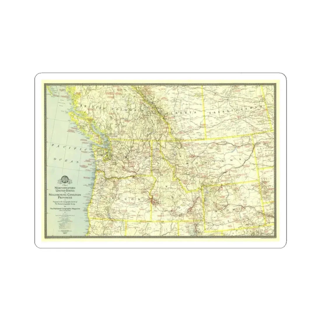 USA - Northwestern (1941) (Map) STICKER Vinyl Kiss-Cut Decal 6 Inch White - The Sticker Space