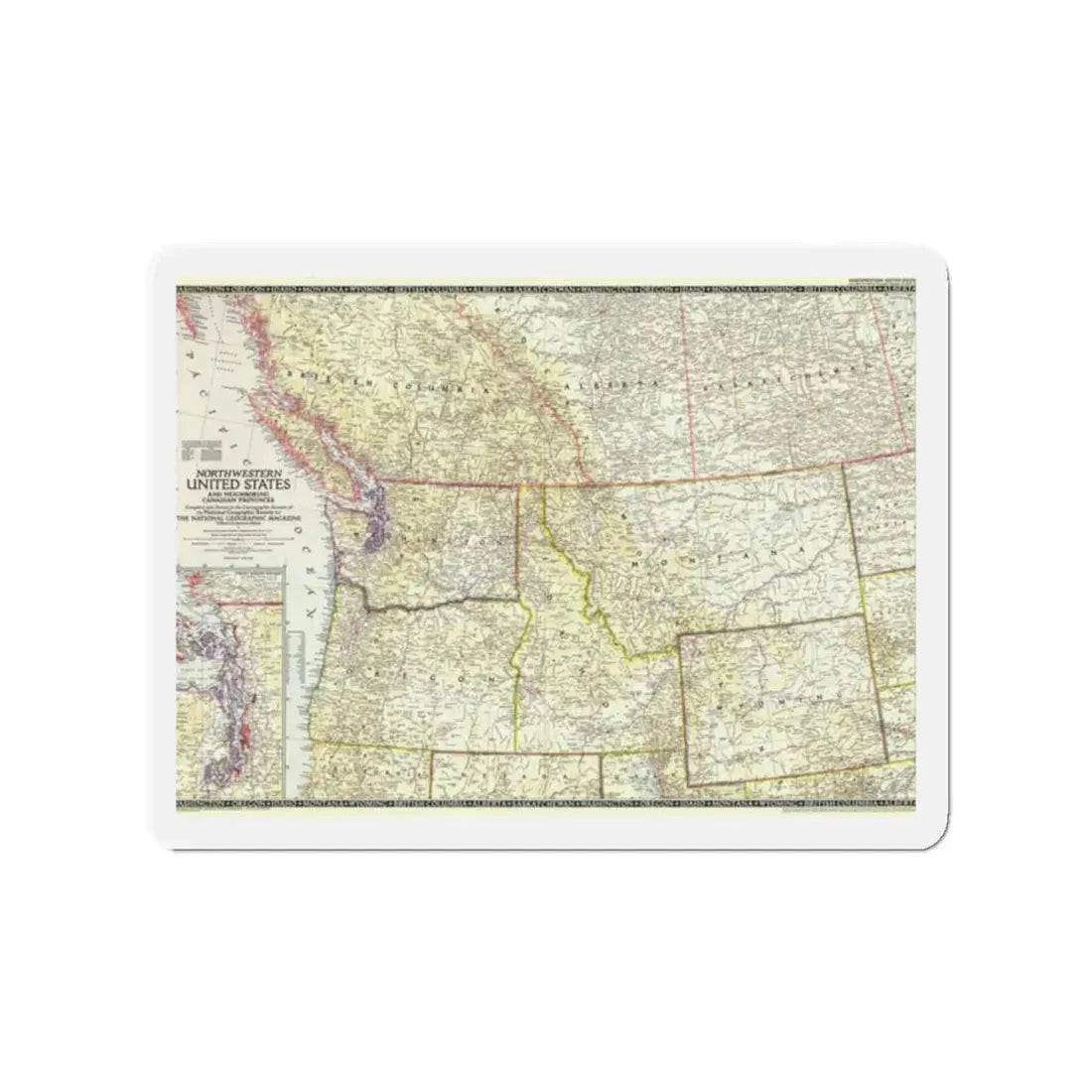 USA - Northwestern (1950) (Map) Refrigerator Magnet 2 Inch - The Sticker Space