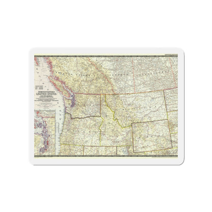 USA - Northwestern (1950) (Map) Refrigerator Magnet-2" x 2"-The Sticker Space