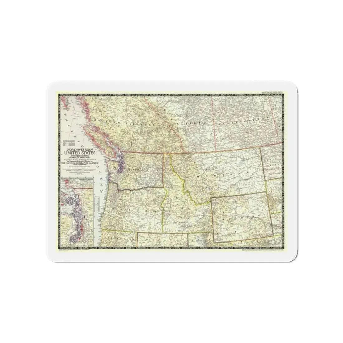 USA - Northwestern (1950) (Map) Refrigerator Magnet 3 Inch - The Sticker Space