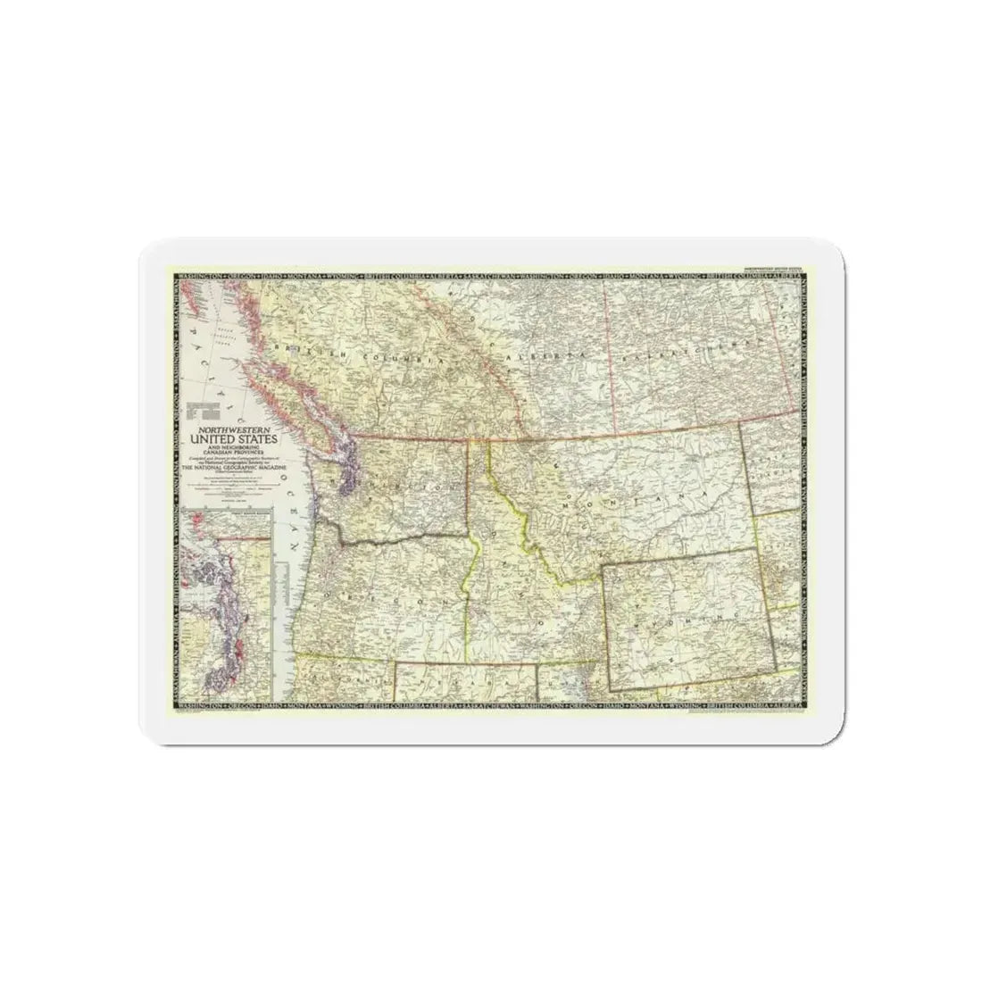 USA - Northwestern (1950) (Map) Refrigerator Magnet 4 Inch - The Sticker Space