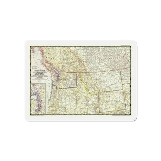 USA - Northwestern (1950) (Map) Refrigerator Magnet 6 Inch - The Sticker Space