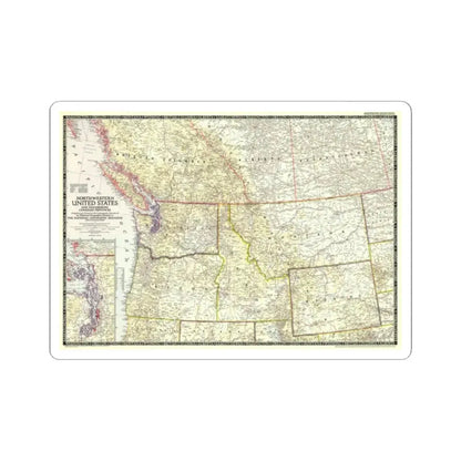 USA - Northwestern (1950) (Map) STICKER Vinyl Kiss-Cut Decal 2 Inch White - The Sticker Space