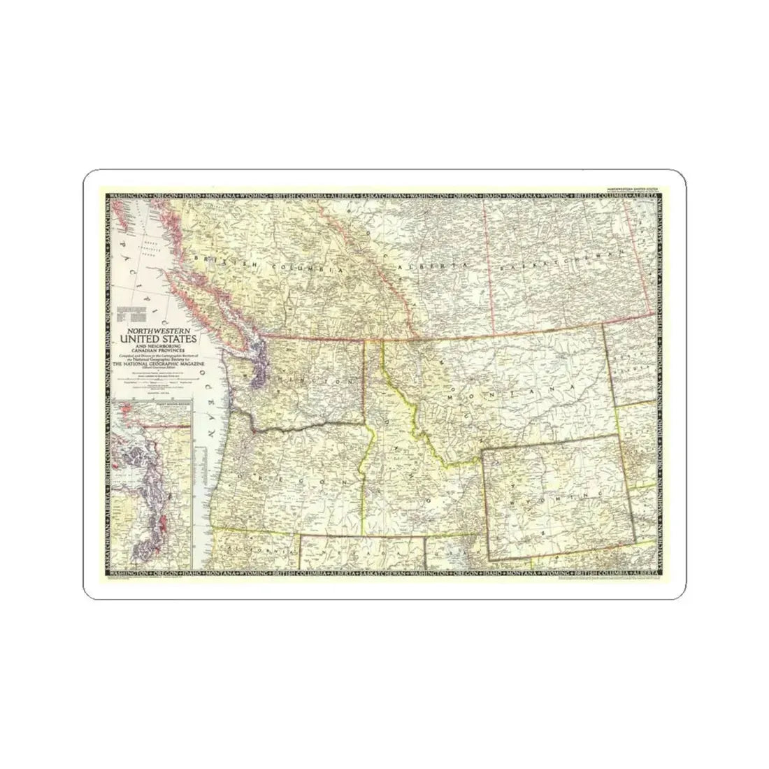 USA - Northwestern (1950) (Map) STICKER Vinyl Kiss-Cut Decal 4 Inch White - The Sticker Space