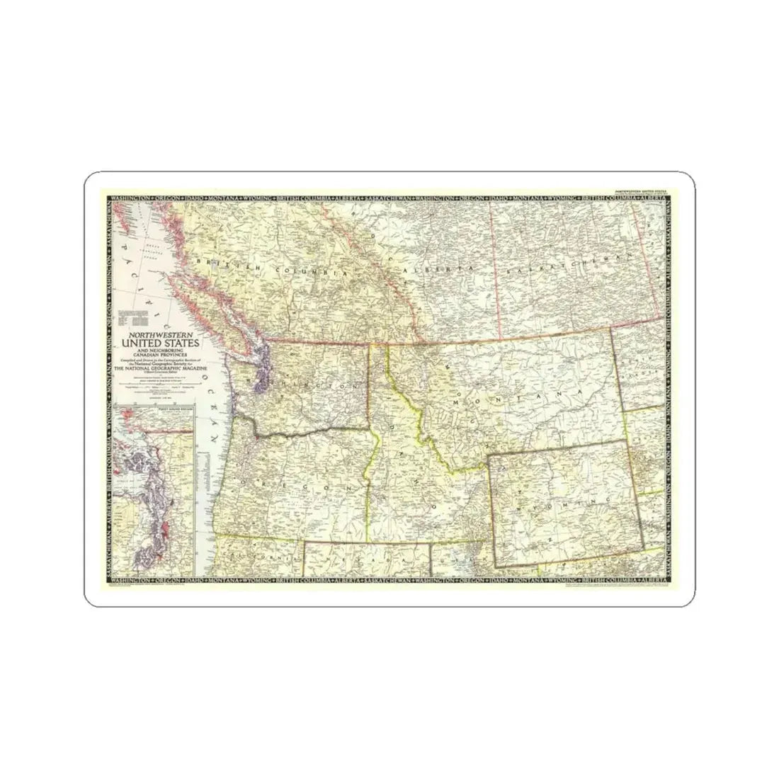 USA - Northwestern (1950) (Map) STICKER Vinyl Kiss-Cut Decal 6 Inch White - The Sticker Space