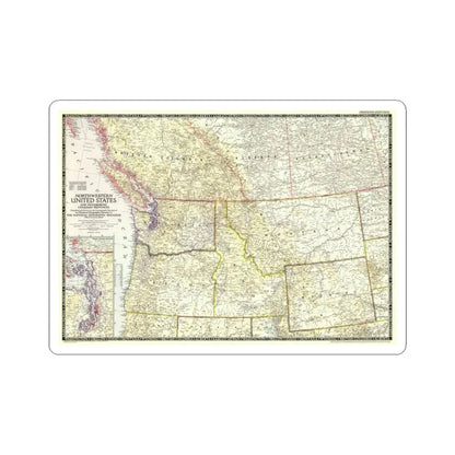 USA - Northwestern (1950) (Map) STICKER Vinyl Kiss-Cut Decal 6 Inch White - The Sticker Space