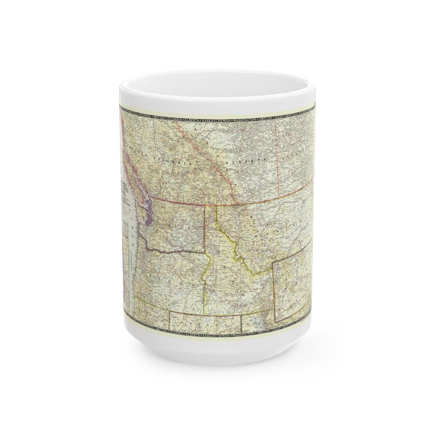 USA - Northwestern (1950) (Map) White Coffee Mug-15oz-The Sticker Space