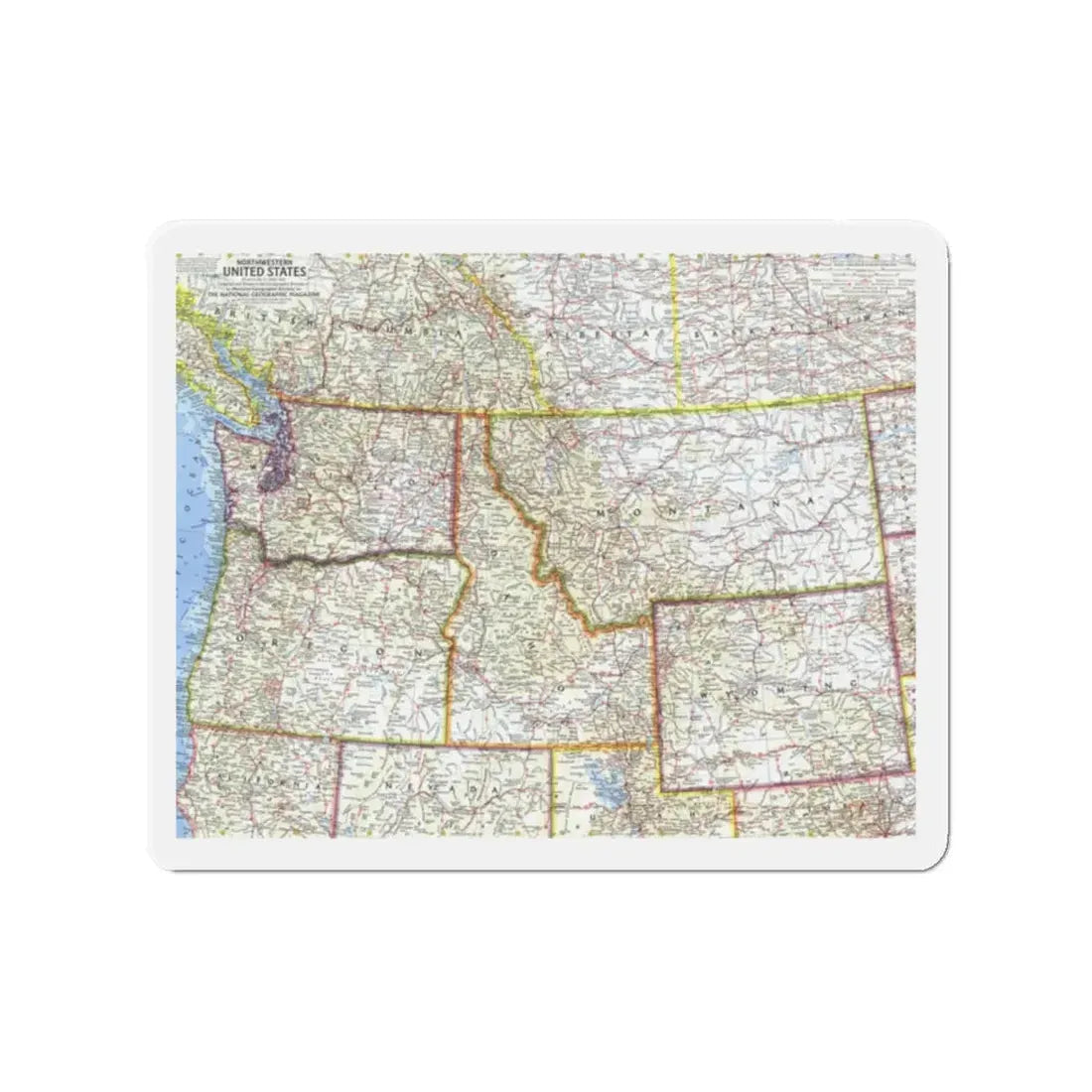 USA - Northwestern (1960) (Map) Refrigerator Magnet 2 Inch - The Sticker Space