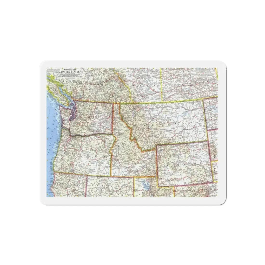 USA - Northwestern (1960) (Map) Refrigerator Magnet 5 Inch - The Sticker Space