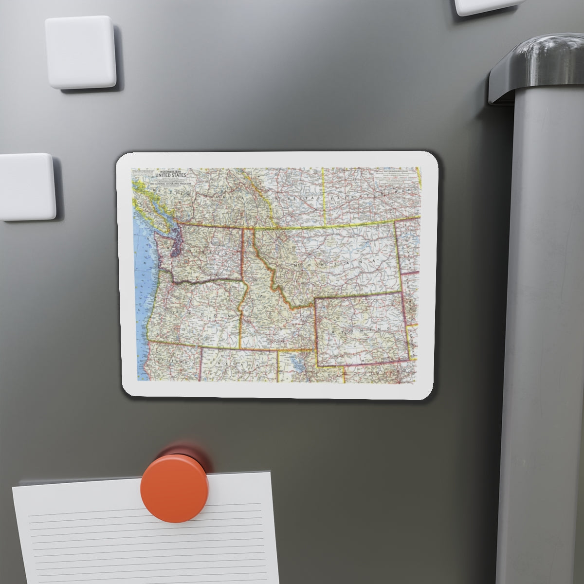 USA - Northwestern (1960) (Map) Refrigerator Magnet-The Sticker Space