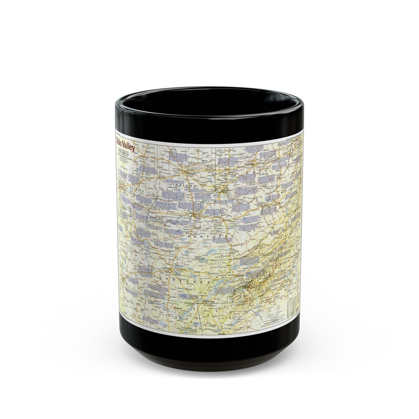 USA - Ohio Valley 1 (1985) (Map) Black Coffee Mug-15oz-The Sticker Space