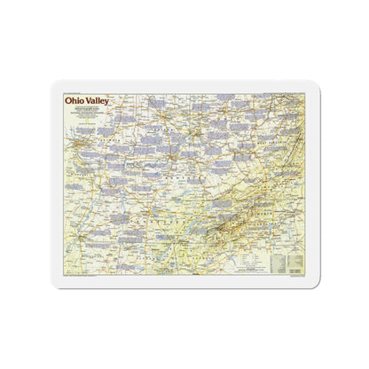 USA - Ohio Valley 1 (1985) (Map) Refrigerator Magnet-3" x 3"-The Sticker Space