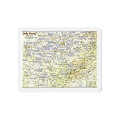 USA - Ohio Valley 1 (1985) (Map) Refrigerator Magnet 5 Inch - The Sticker Space