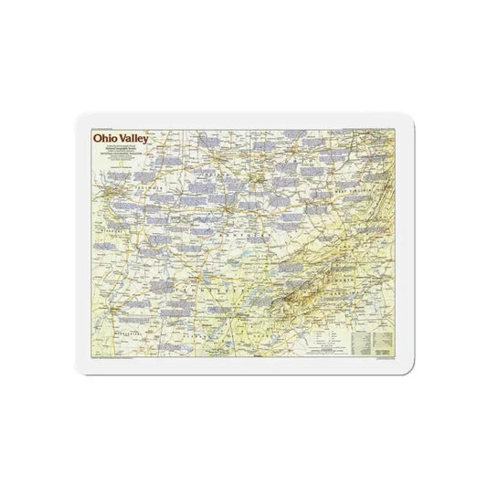 USA - Ohio Valley 1 (1985) (Map) Refrigerator Magnet 6 Inch - The Sticker Space
