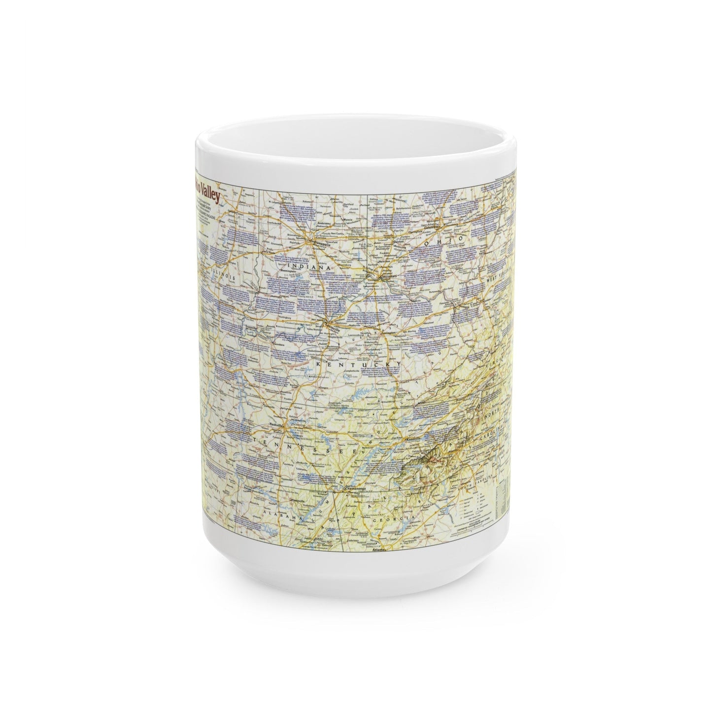 USA - Ohio Valley 1 (1985) (Map) White Coffee Mug-15oz-The Sticker Space