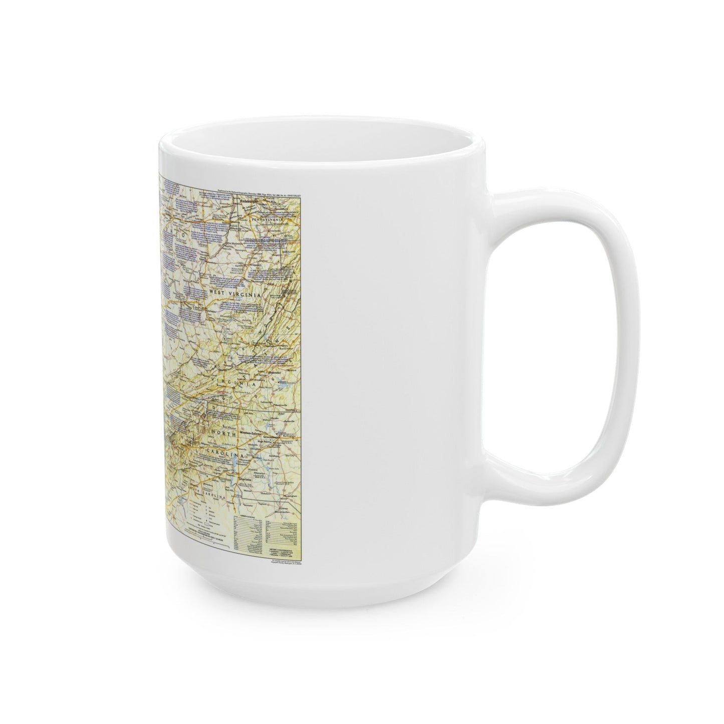 USA - Ohio Valley 1 (1985) (Map) White Coffee Mug-The Sticker Space