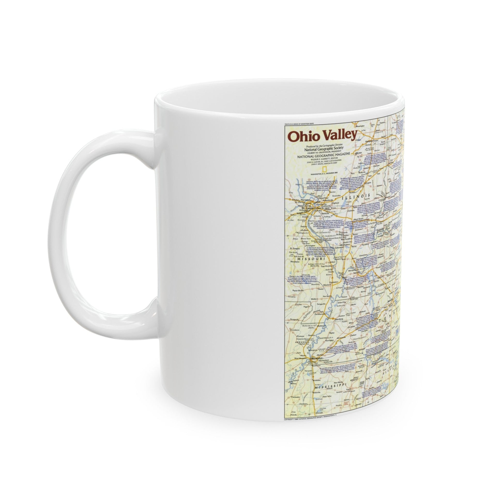 USA - Ohio Valley 1 (1985) (Map) White Coffee Mug-The Sticker Space