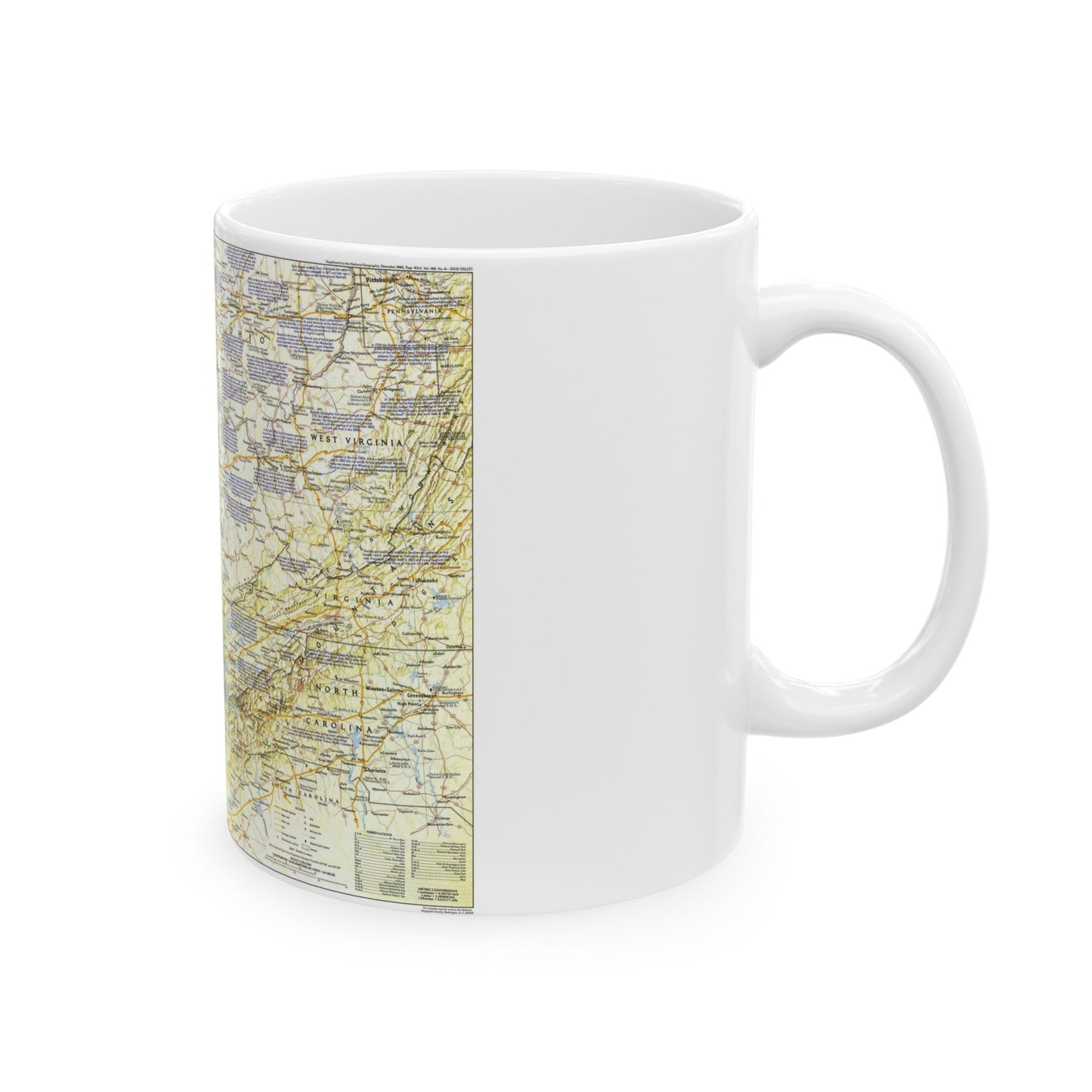 USA - Ohio Valley 1 (1985) (Map) White Coffee Mug-The Sticker Space