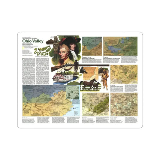 USA - Ohio Valley 2 (1985) (Map) STICKER Vinyl Kiss-Cut Decal 2 Inch White - The Sticker Space