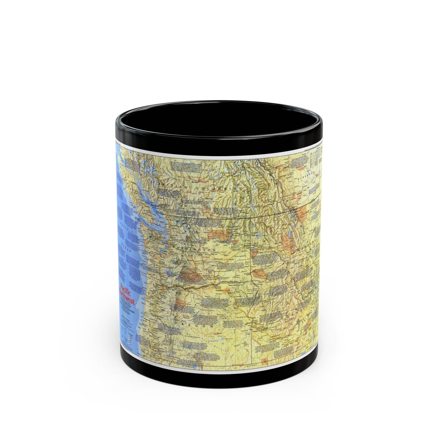 USA - Pacific Northwest 1 (1986) (Map) Black Coffee Mug-11oz-The Sticker Space