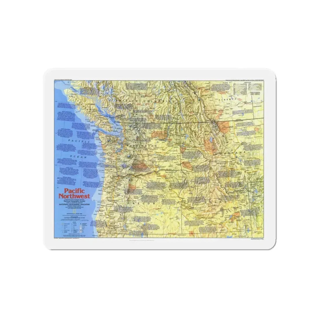 USA - Pacific Northwest 1 (1986) (Map) Refrigerator Magnet 3 Inch - The Sticker Space