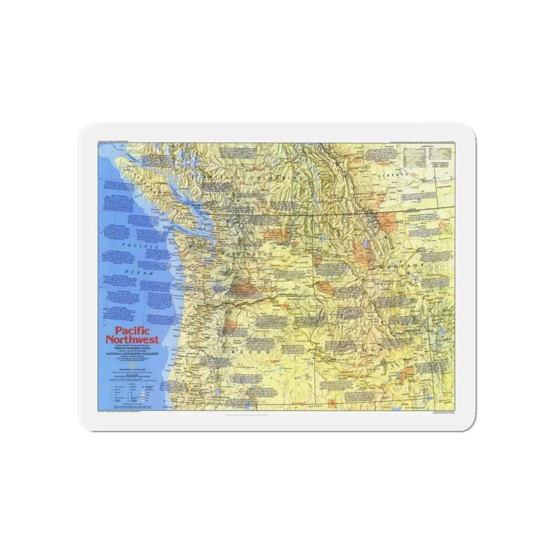 USA - Pacific Northwest 1 (1986) (Map) Refrigerator Magnet 4 Inch - The Sticker Space