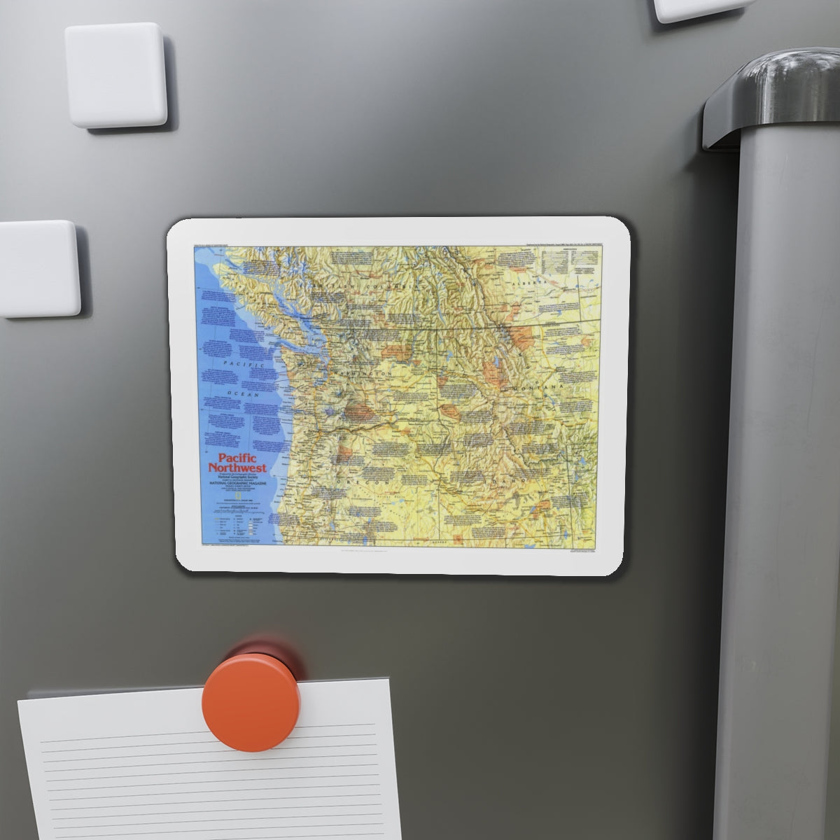 USA - Pacific Northwest 1 (1986) (Map) Refrigerator Magnet-The Sticker Space