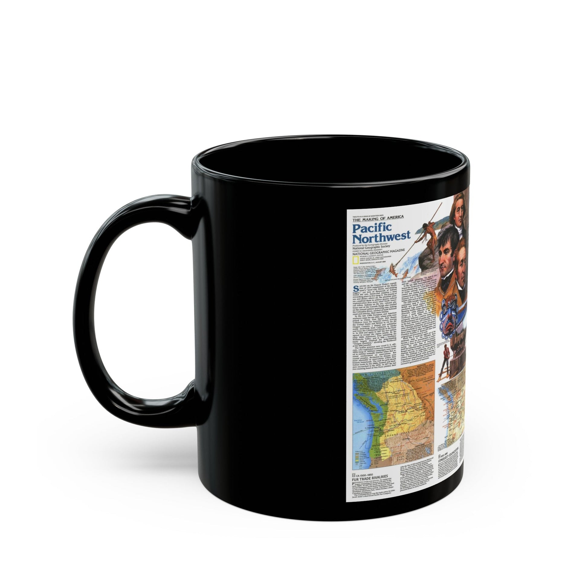 USA - Pacific Northwest 2 (1986) (Map) Black Coffee Mug-The Sticker Space