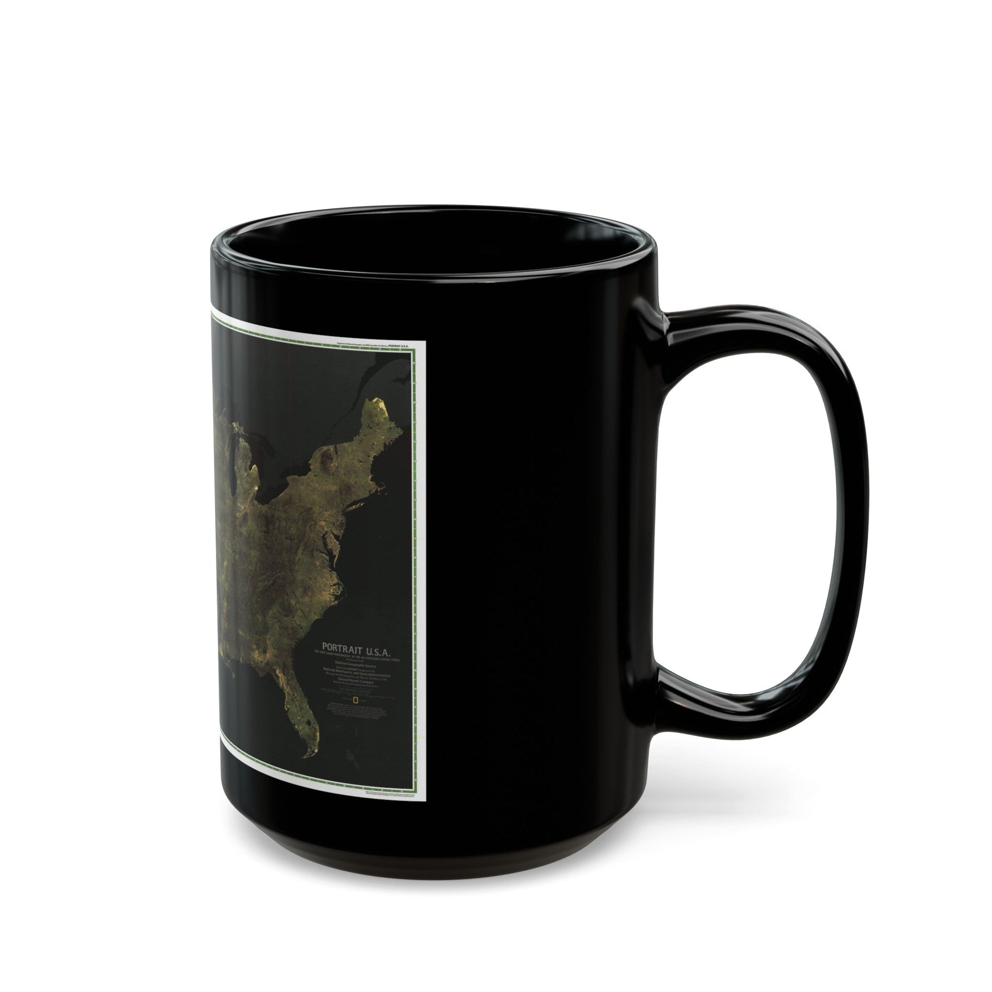 USA - Portrait U.S.A (1976) (Map) Black Coffee Mug-The Sticker Space