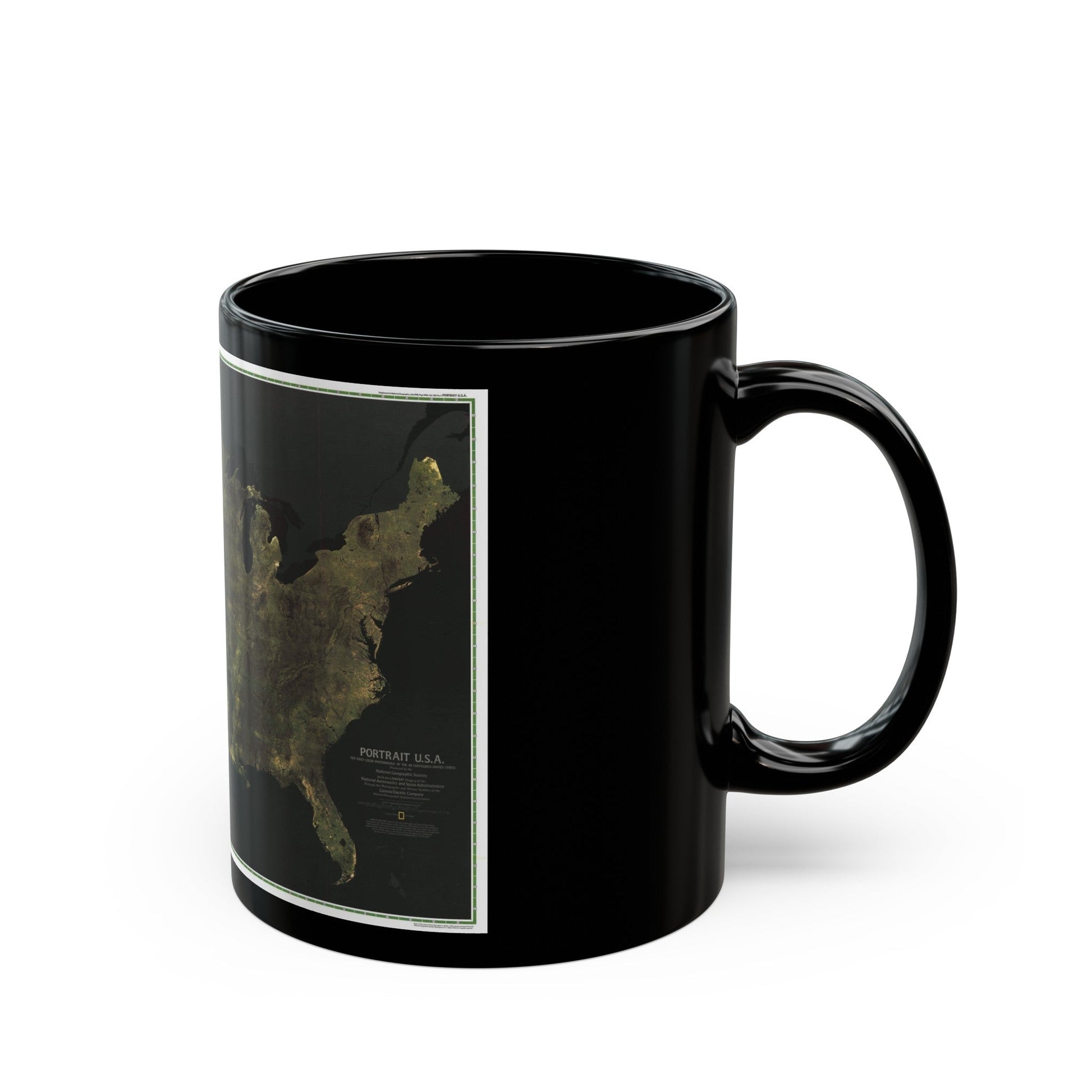 USA - Portrait U.S.A (1976) (Map) Black Coffee Mug-The Sticker Space