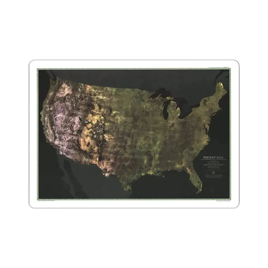 USA - Portrait U.S.A (1976) (Map) STICKER Vinyl Kiss-Cut Decal 3 Inch White - The Sticker Space