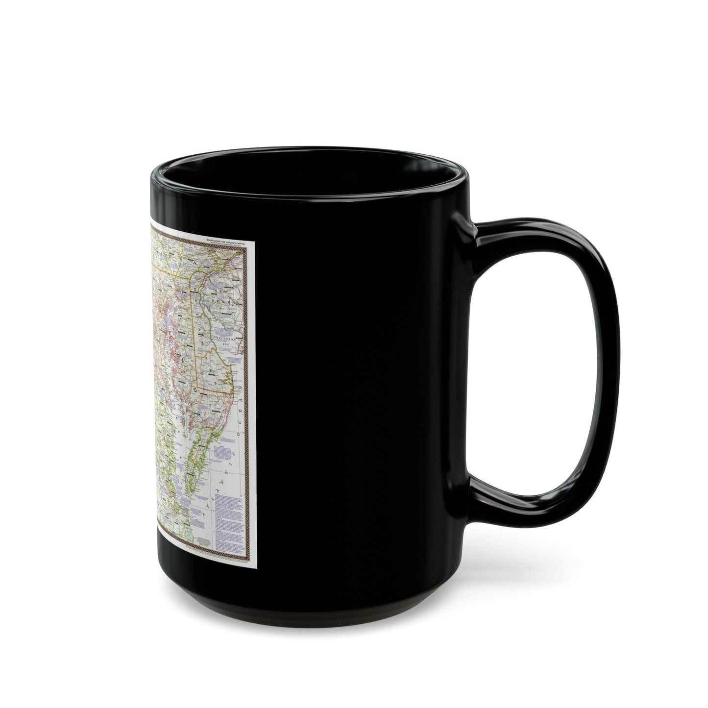 USA - Round About the Nation's Capital (1956) (Map) Black Coffee Mug-The Sticker Space