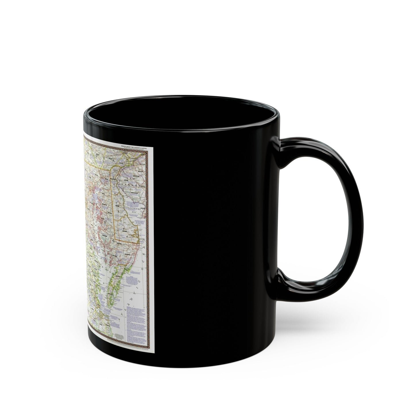 USA - Round About the Nation's Capital (1956) (Map) Black Coffee Mug-The Sticker Space