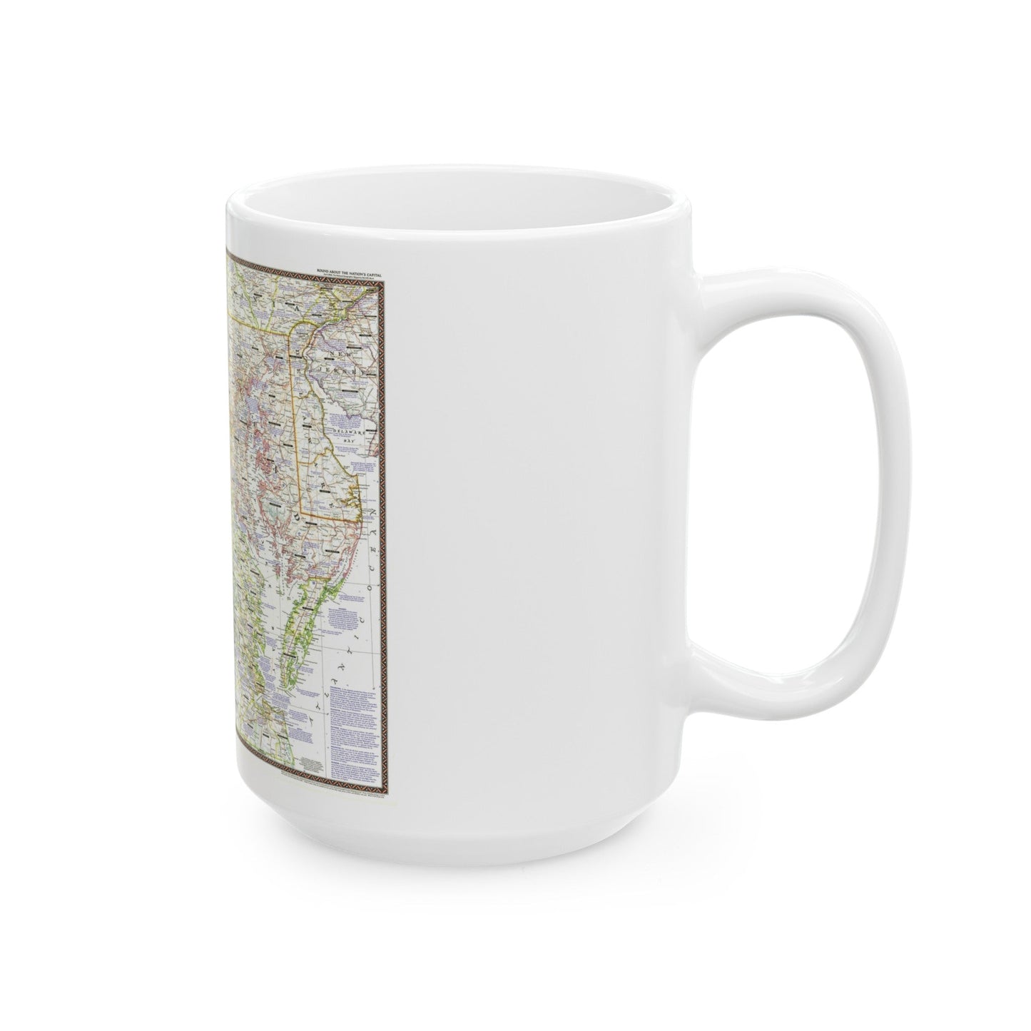 USA - Round About the Nation's Capital (1956) (Map) White Coffee Mug-The Sticker Space