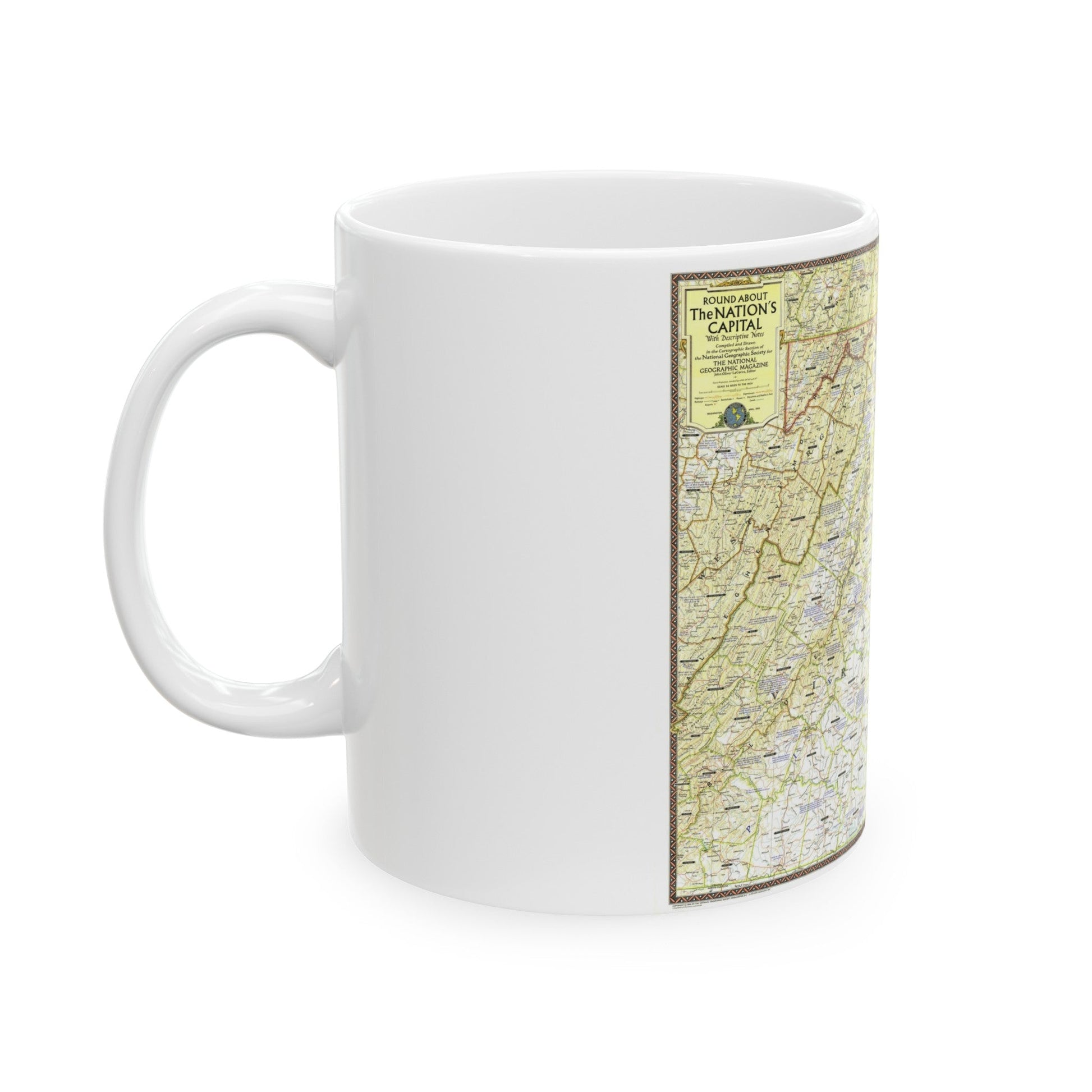 USA - Round About the Nation's Capital (1956) (Map) White Coffee Mug-The Sticker Space