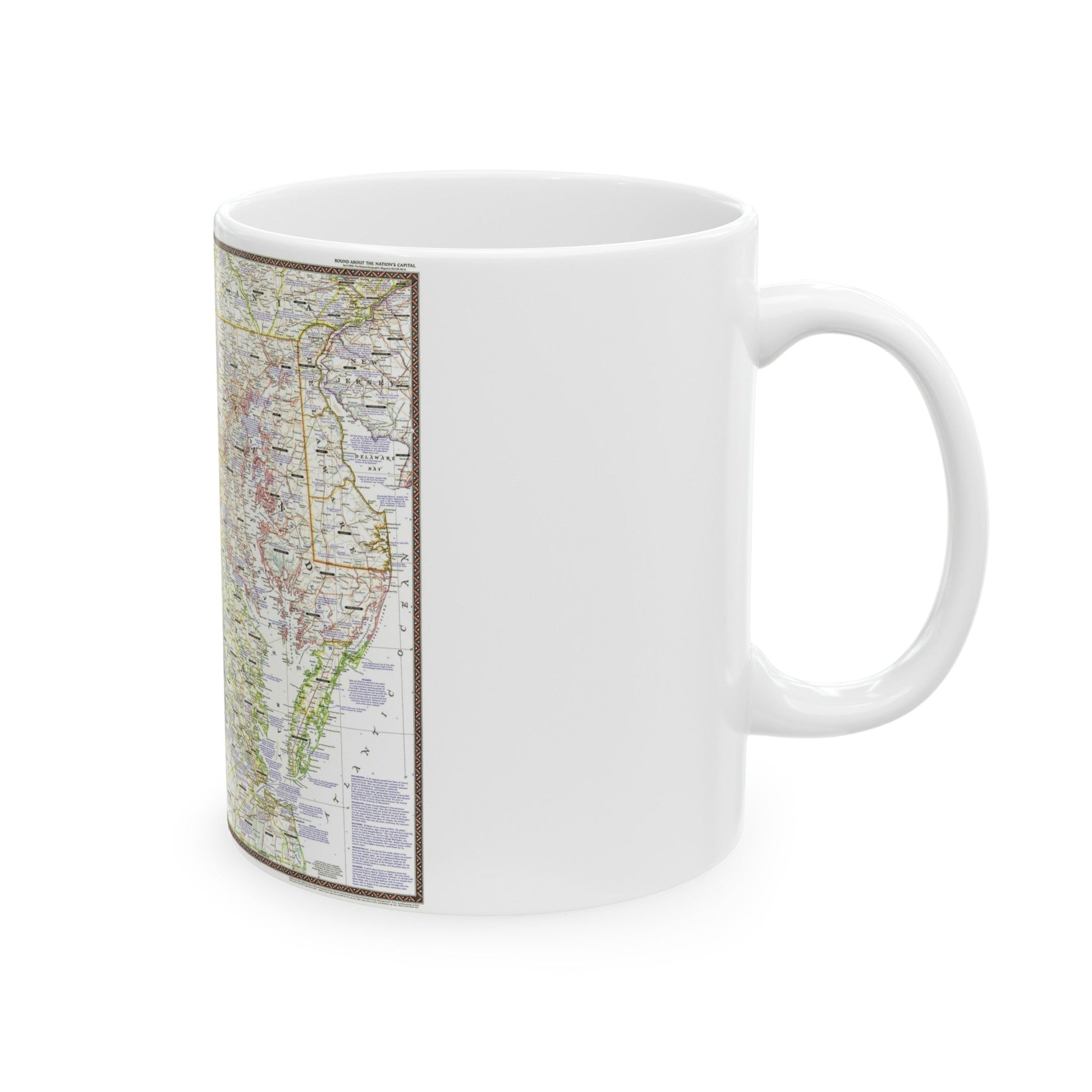 USA - Round About the Nation's Capital (1956) (Map) White Coffee Mug-The Sticker Space