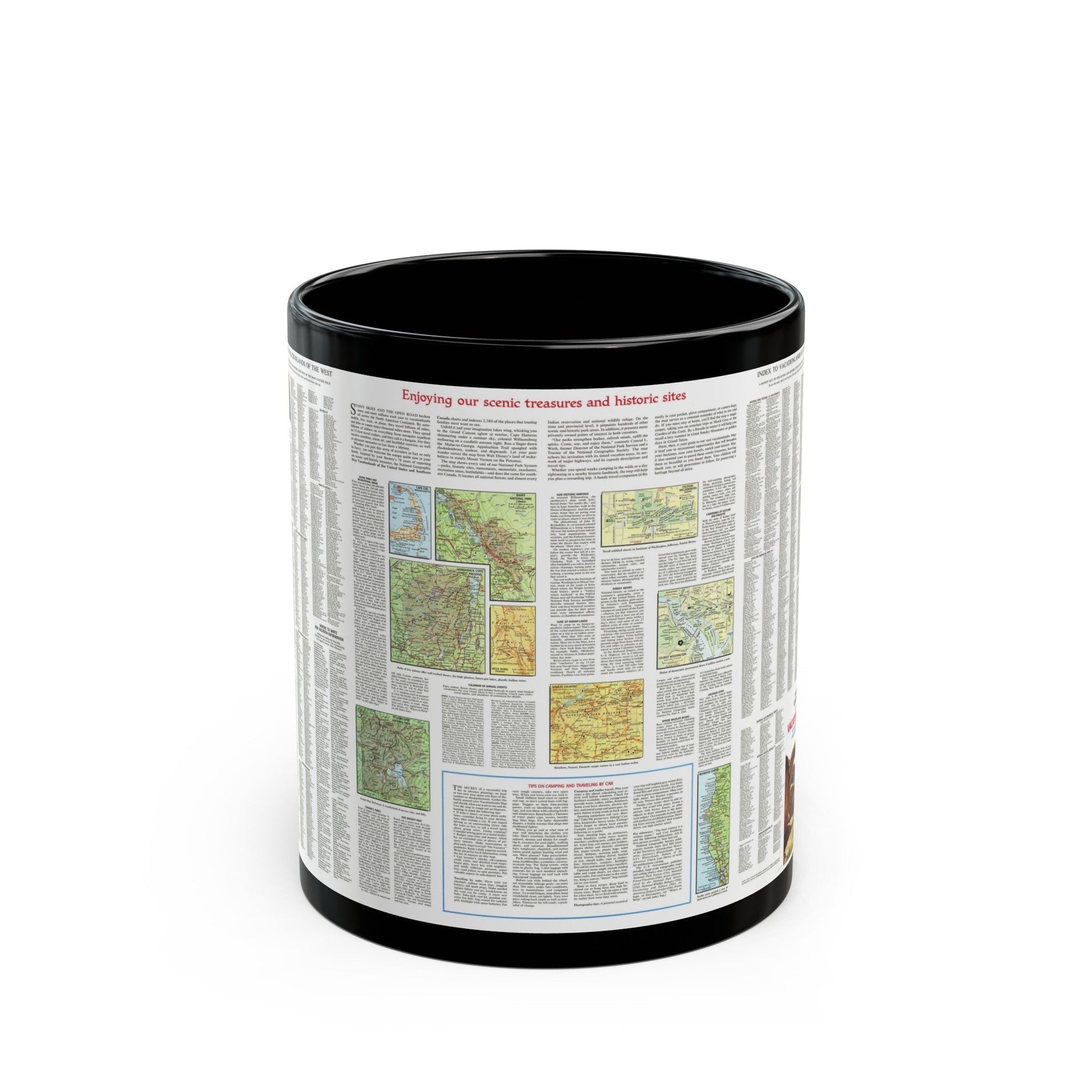 USA - Scenic Treasures and Historic Sites (1966) (Map) Black Coffee Mug-11oz-The Sticker Space