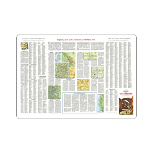 USA - Scenic Treasures and Historic Sites (1966) (Map) STICKER Vinyl Kiss-Cut Decal 2 Inch White - The Sticker Space