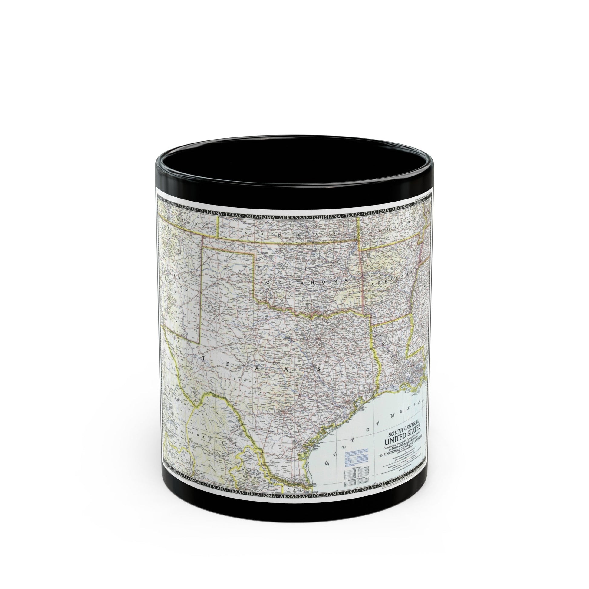 USA - South Central (1947) (Map) Black Coffee Mug-11oz-The Sticker Space