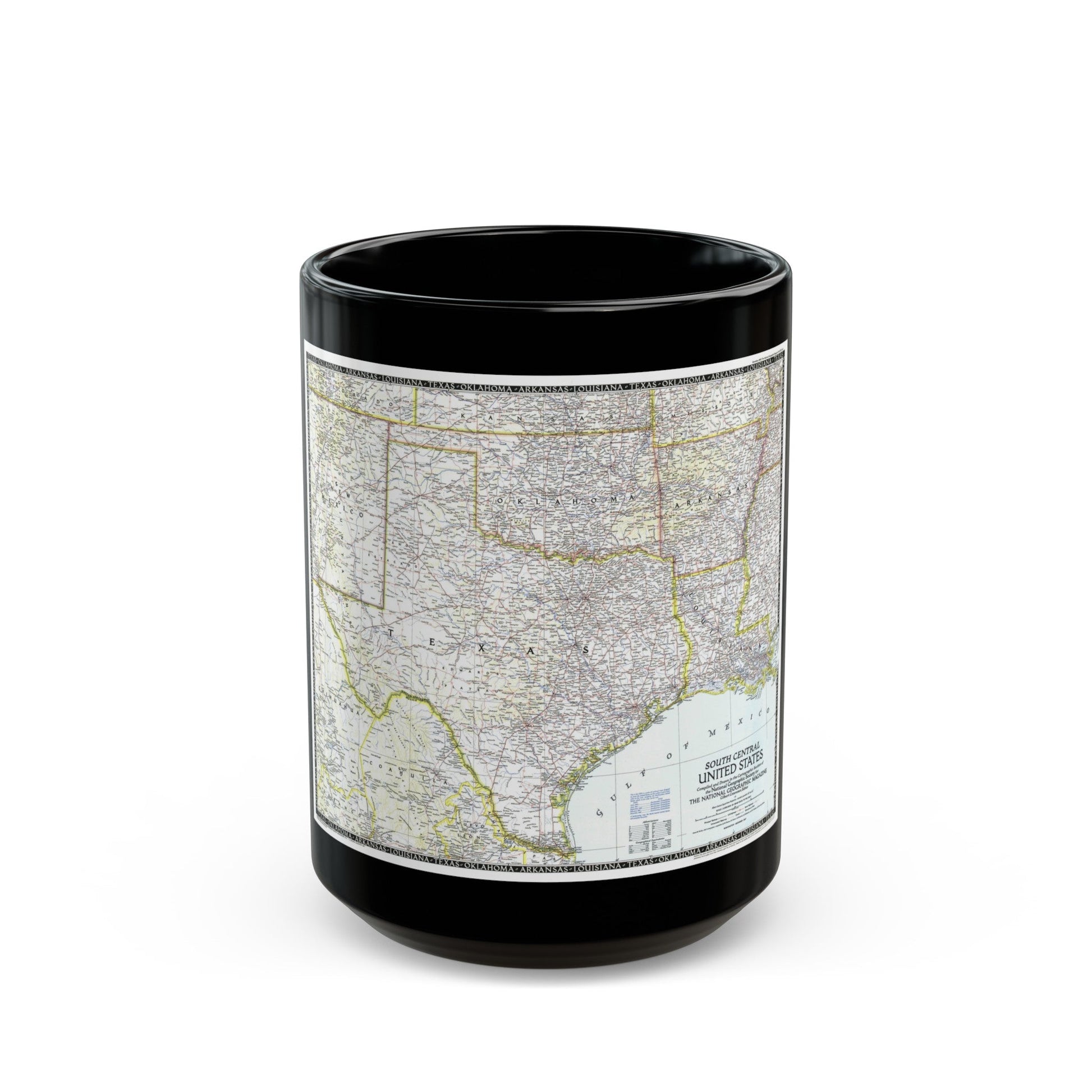 USA - South Central (1947) (Map) Black Coffee Mug-15oz-The Sticker Space