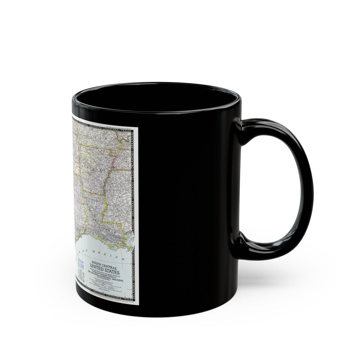 USA - South Central (1947) (Map) Black Coffee Mug-The Sticker Space