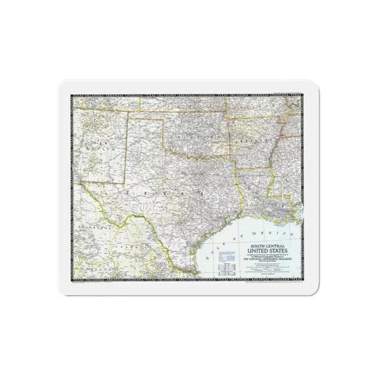 USA - South Central (1947) (Map) Refrigerator Magnet 6 Inch - The Sticker Space