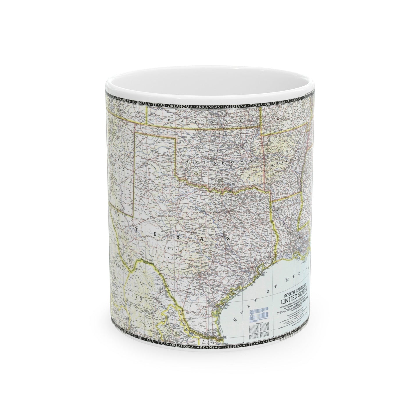 USA - South Central (1947) (Map) White Coffee Mug-11oz-The Sticker Space