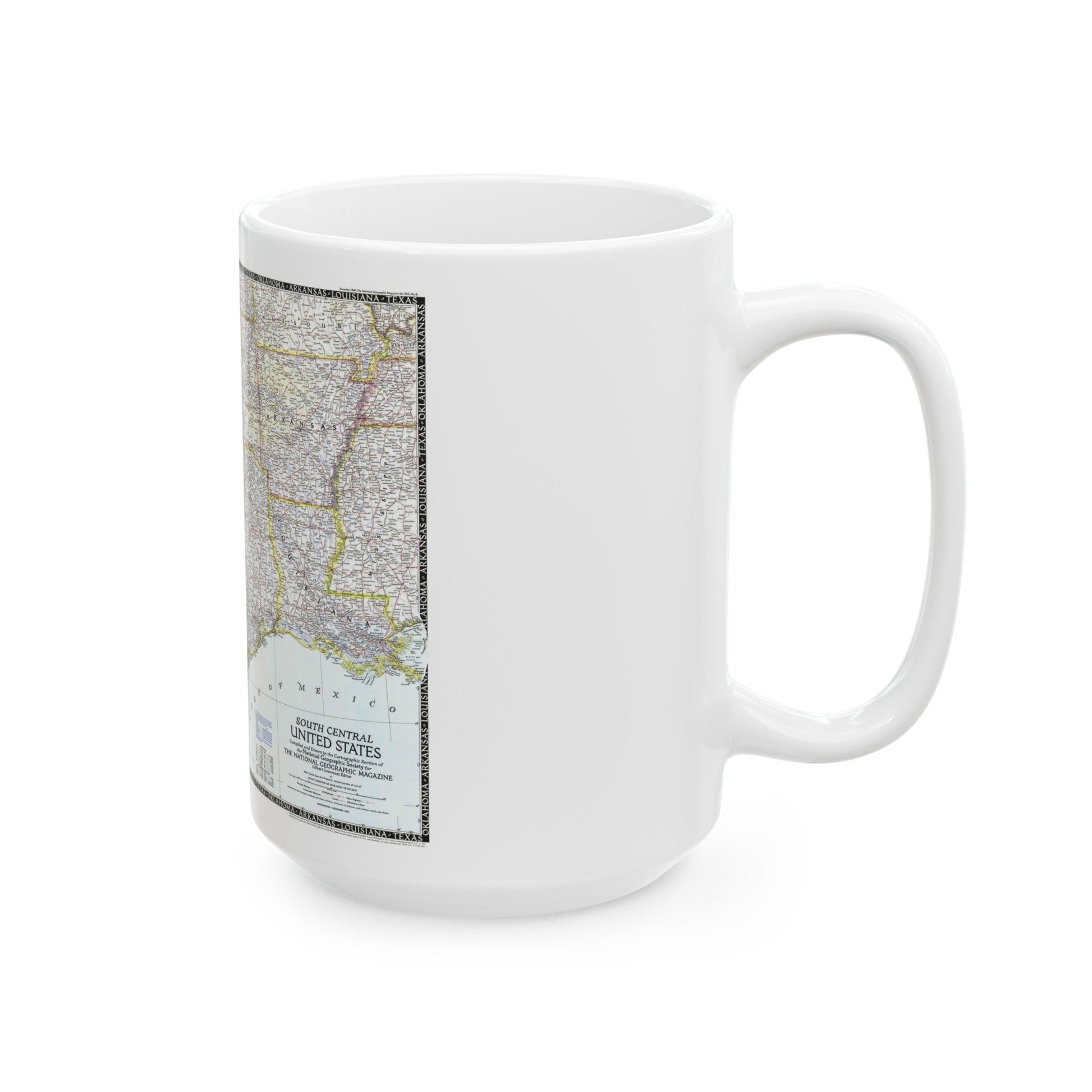 USA - South Central (1947) (Map) White Coffee Mug-The Sticker Space