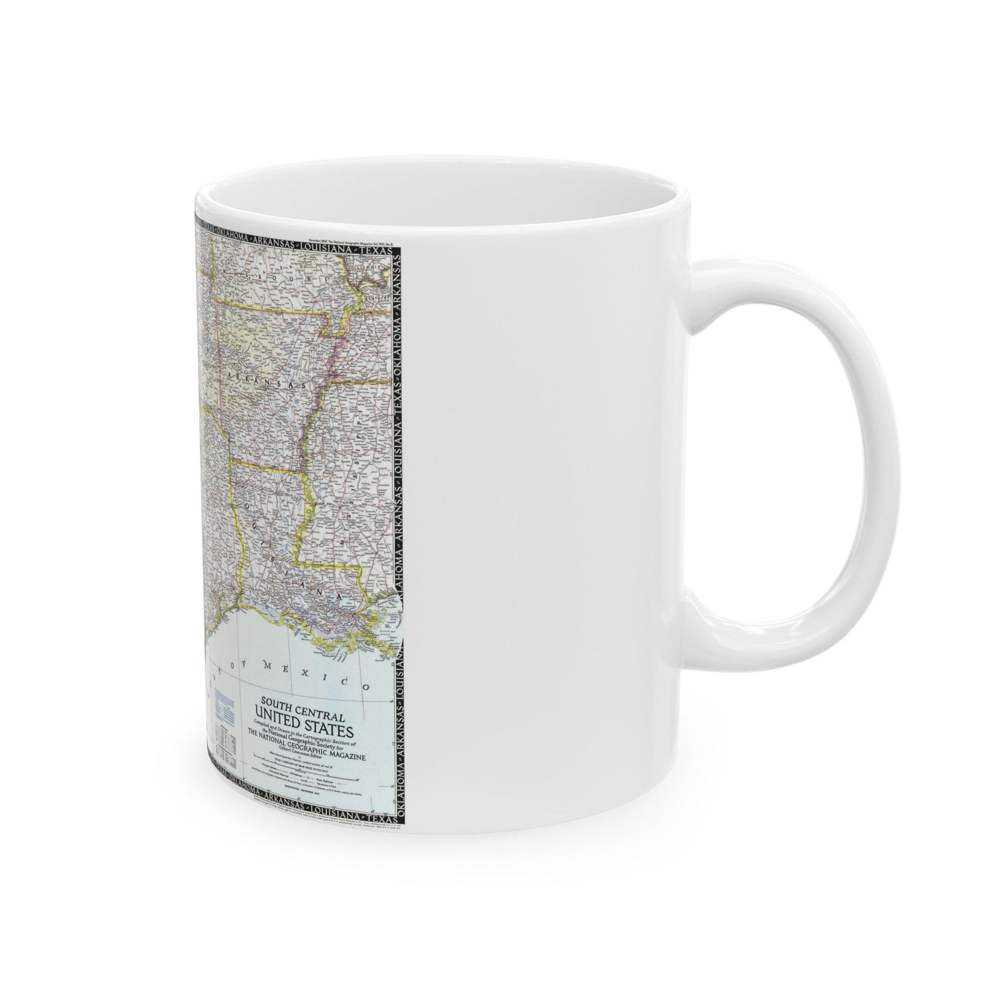 USA - South Central (1947) (Map) White Coffee Mug-The Sticker Space