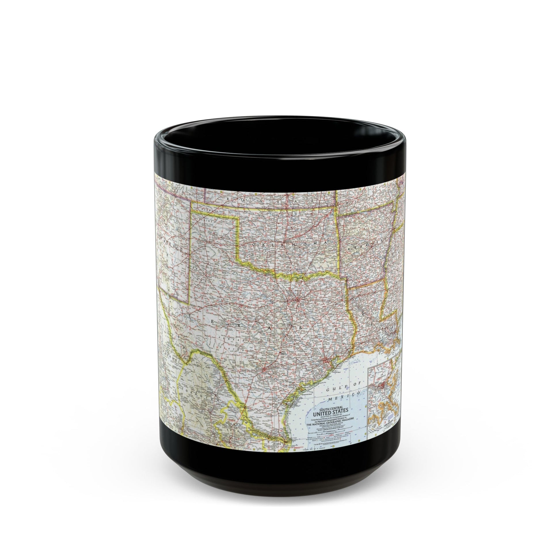USA - South Central (1961) (Map) Black Coffee Mug-15oz-The Sticker Space