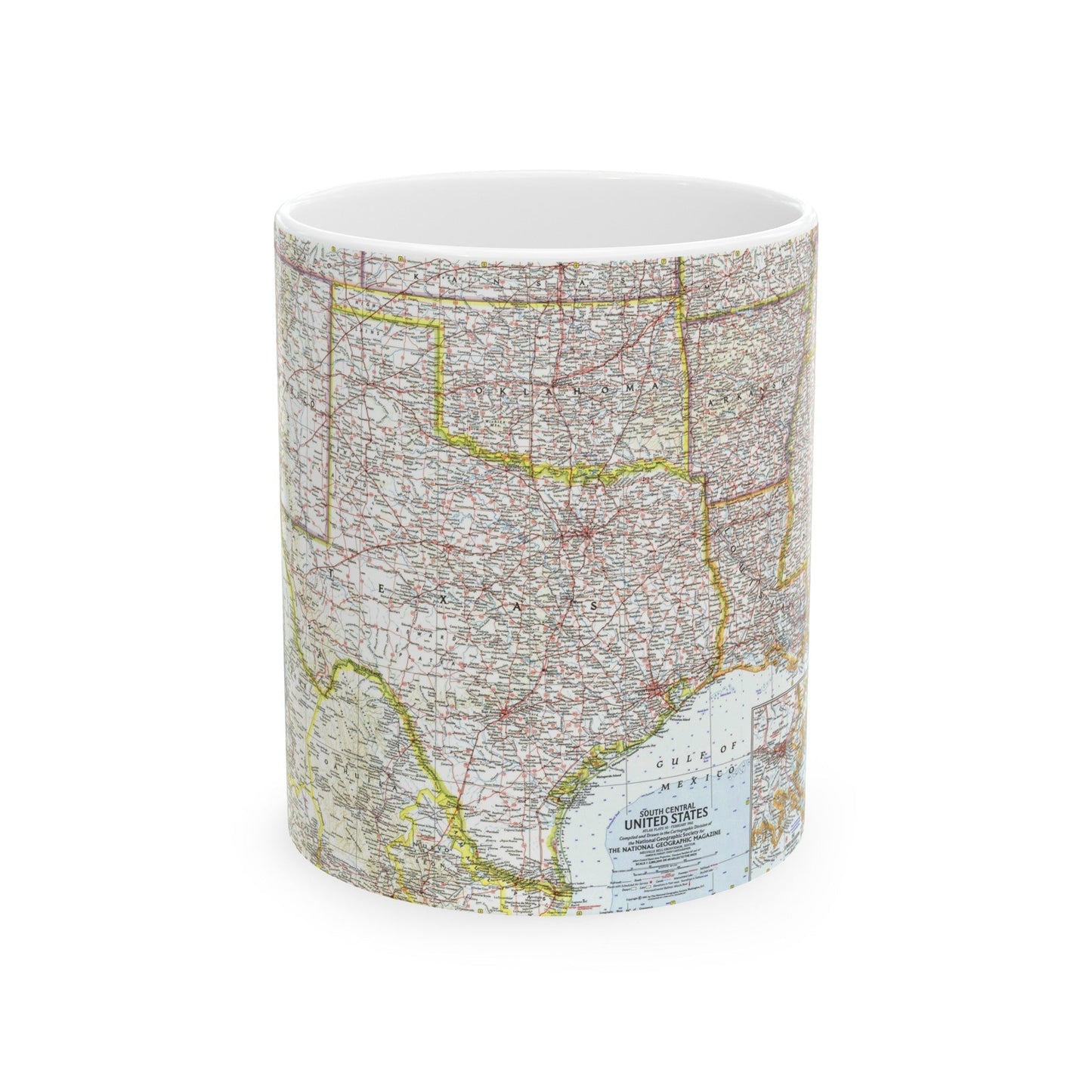 USA - South Central (1961) (Map) White Coffee Mug-11oz-The Sticker Space