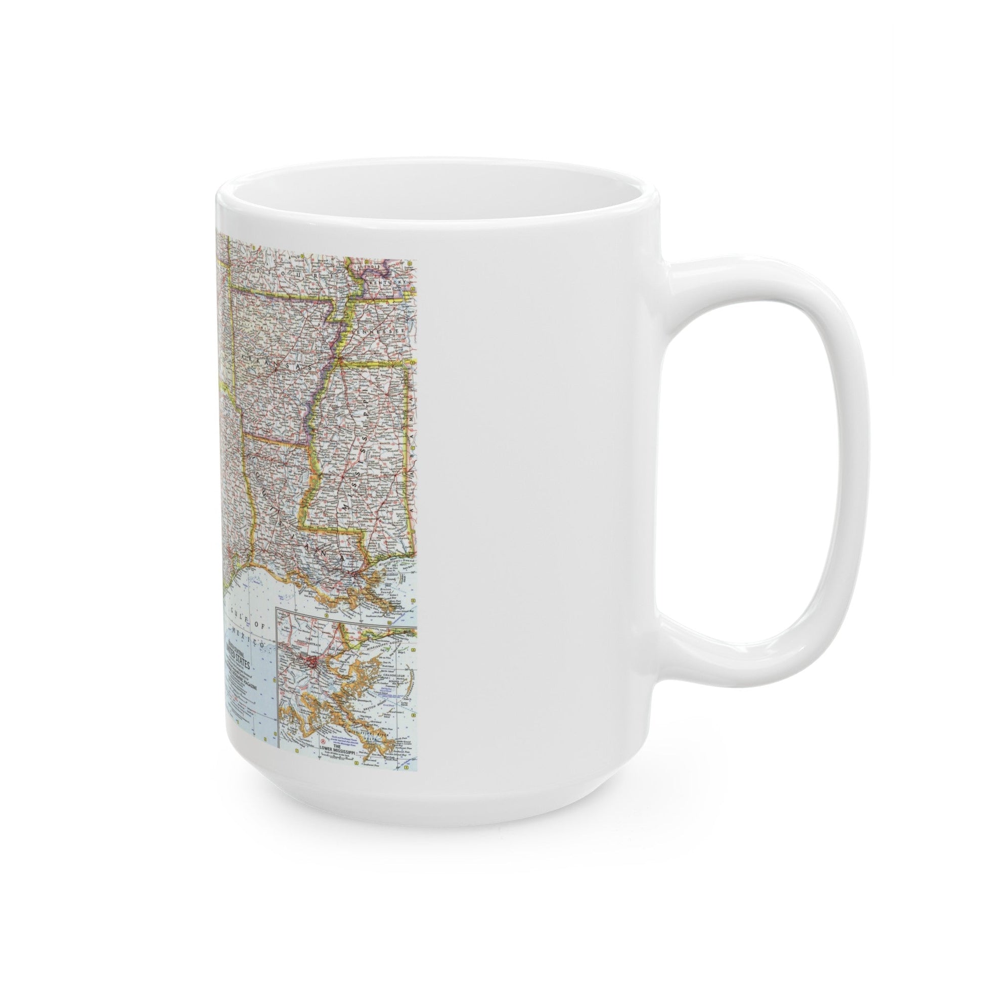 USA - South Central (1961) (Map) White Coffee Mug-The Sticker Space